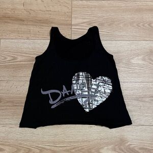 Black Tank Top with Silver Heart Dance Design
